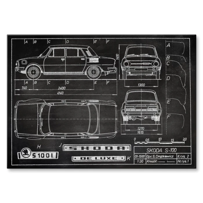 Poster metal Skoda 100 Samochód Auto Motoryzacja Patent Slate gift