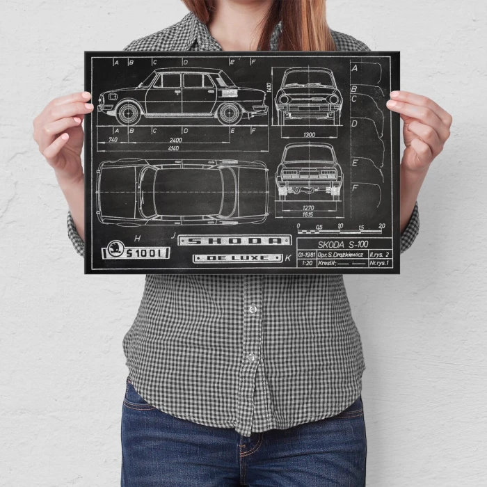 Poster metal Skoda 100 Samochód Auto Motoryzacja Patent Slate gift