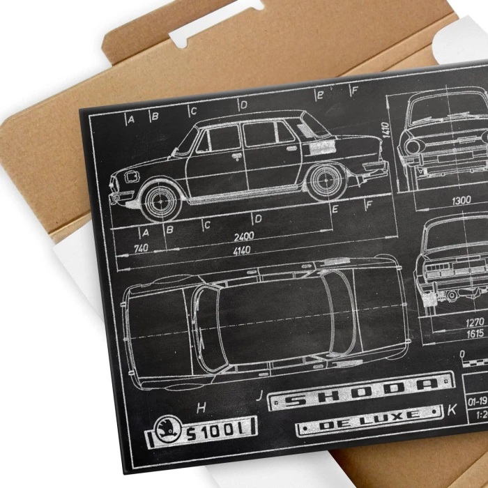 Plakat metalowy Skoda 100 Samochód Auto Motoryzacja Patent Slate Prezent