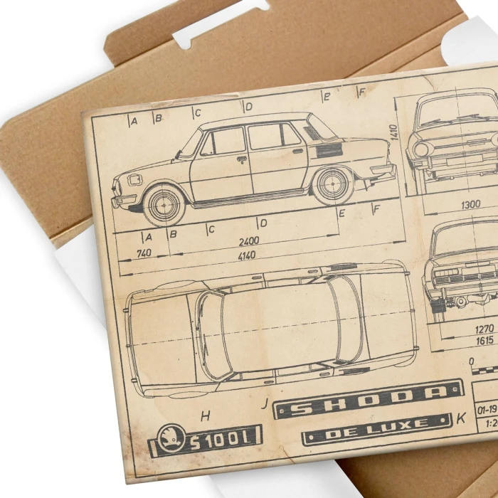 Poster metal Skoda 100 Samochód Auto Motoryzacja Patent Retro gift