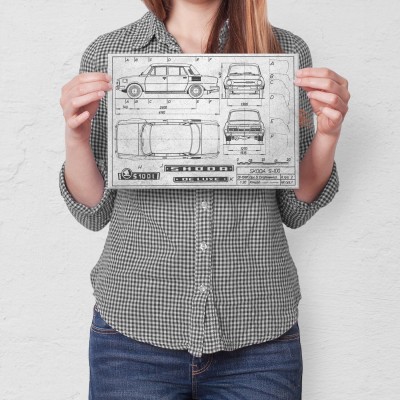 Plakat metalowy Skoda 100 Samochód Auto Motoryzacja Patent Stone Prezent