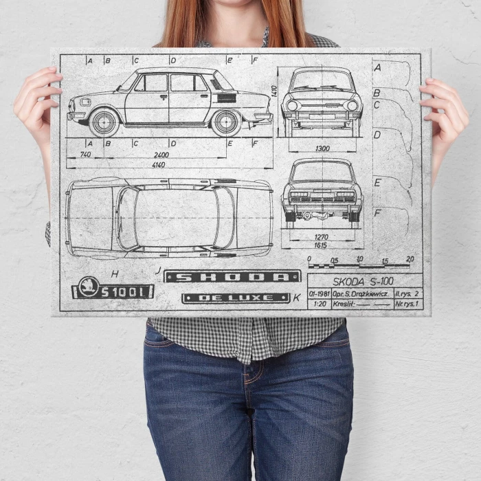 Poster metal Skoda 100 Samochód Auto Motoryzacja Patent Stone gift