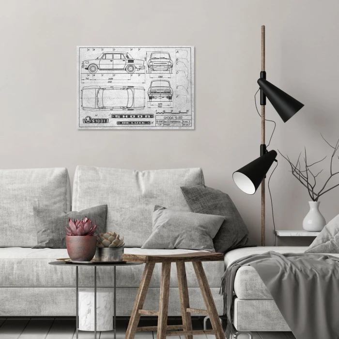 Plakat metalowy Skoda 100 Samochód Auto Motoryzacja Patent Stone Prezent