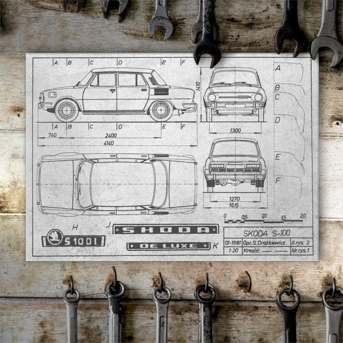 Poster metal Skoda 100 Samochód Auto Motoryzacja Patent Stone gift