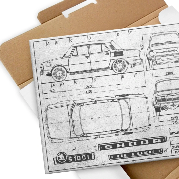 Plakat metalowy Skoda 100 Samochód Auto Motoryzacja Patent Stone Prezent