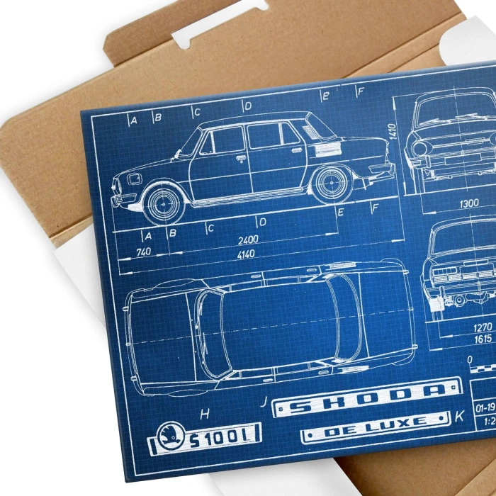 Poster metal Skoda 100 Samochód Auto Motoryzacja Patent Tech gift