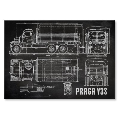 Poster metal PRAGA V3S Samochód Auto Ciężarówka Patent Slate gift
