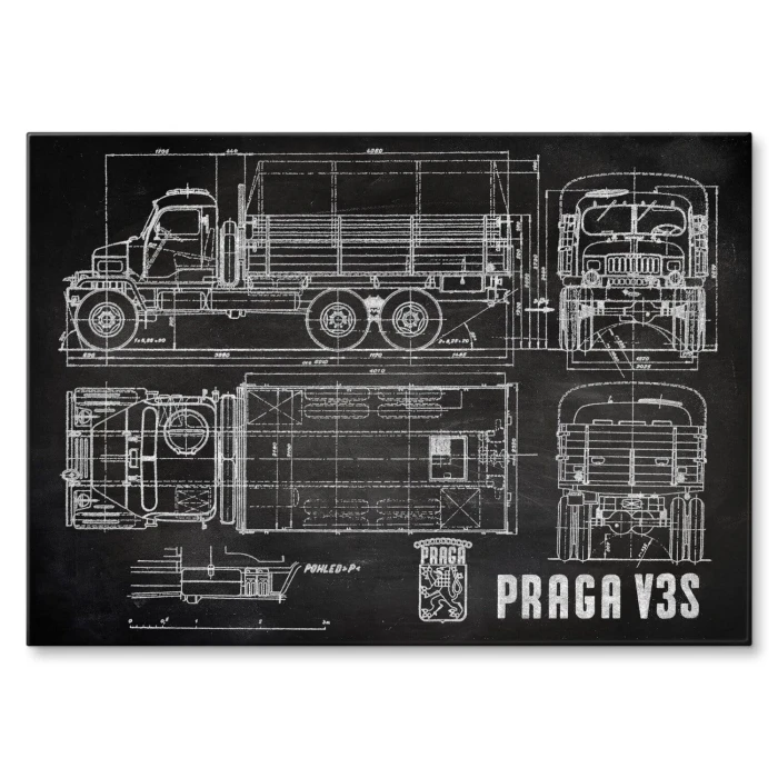 Plakat metalowy PRAGA V3S Samochód Auto Ciężarówka Patent Slate Prezent