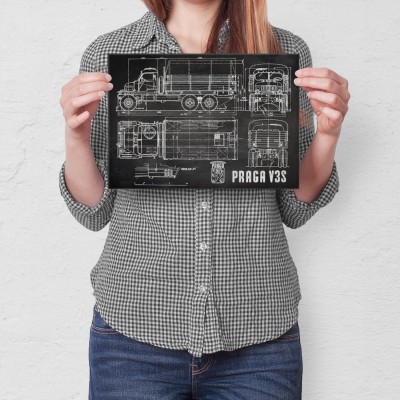 Plakat metalowy PRAGA V3S Samochód Auto Ciężarówka Patent Slate Prezent