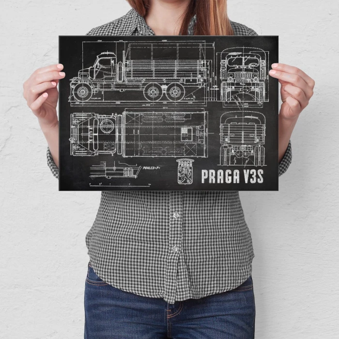 Poster metal PRAGA V3S Samochód Auto Ciężarówka Patent Slate gift