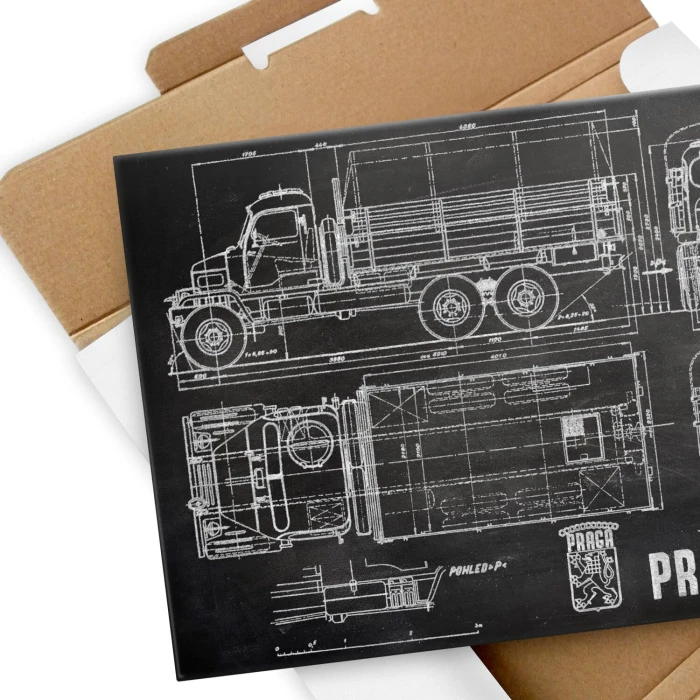 Poster metal PRAGA V3S Samochód Auto Ciężarówka Patent Slate gift