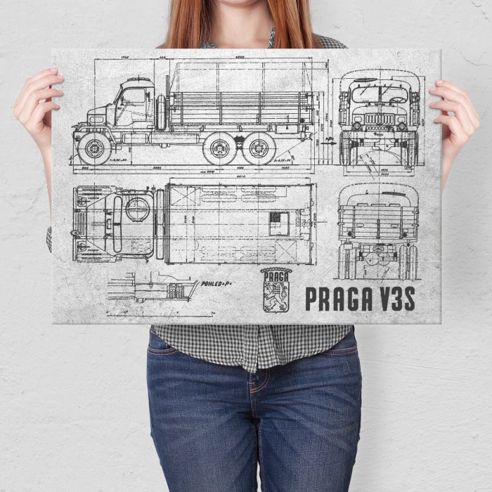 Plakat metalowy PRAGA V3S Samochód Auto Ciężarówka Patent Stone Prezent