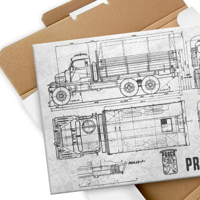 Plakat metalowy PRAGA V3S Samochód Auto Ciężarówka Patent Stone Prezent