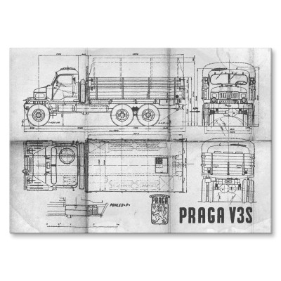 Plakat metalowy PRAGA V3S Samochód Auto Ciężarówka Patent Daily Prezent
