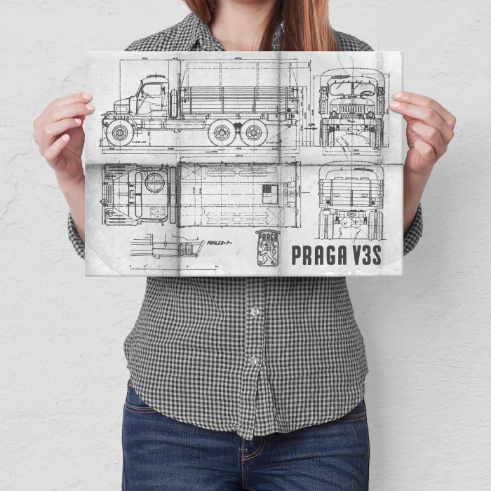 Poster metal PRAGA V3S Samochód Auto Ciężarówka Patent Daily gift