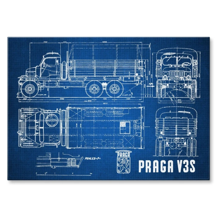 Poster metal PRAGA V3S Samochód Auto Ciężarówka Patent Tech gift