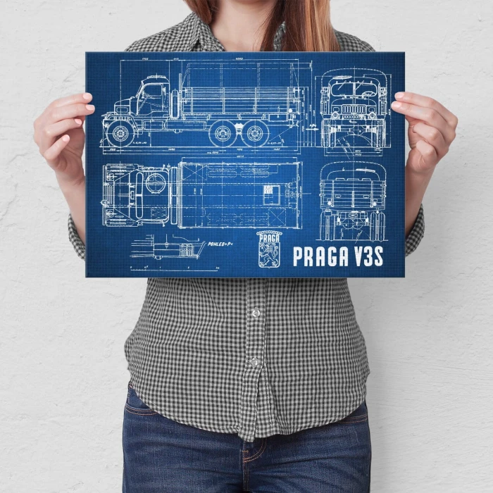 Poster metal PRAGA V3S Samochód Auto Ciężarówka Patent Tech gift