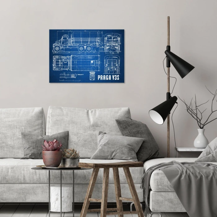 Plakat metalowy PRAGA V3S Samochód Auto Ciężarówka Patent Tech Prezent