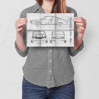Plakat metalowy Skoda 130 RS Samochód Auto Motoryzacja Patent Daily Prezent