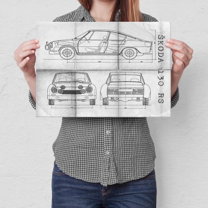 Plakat metalowy Skoda 130 RS Samochód Auto Motoryzacja Patent Daily Prezent
