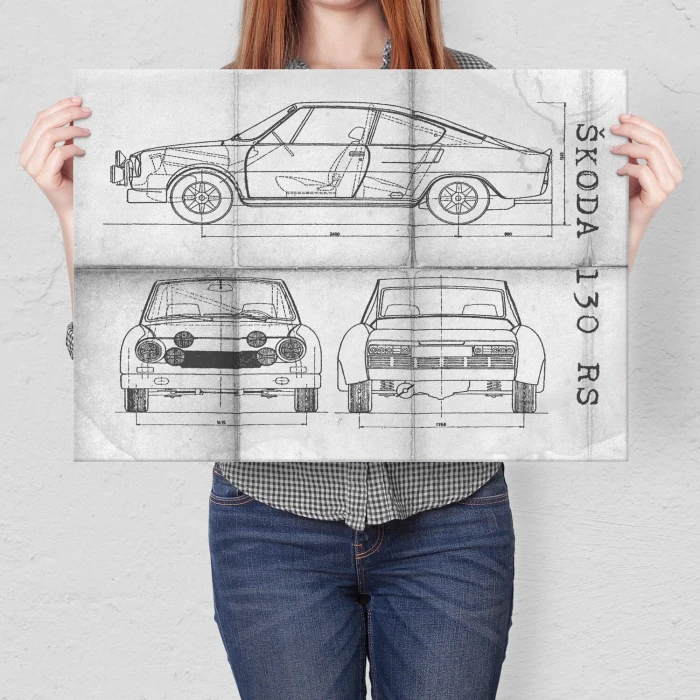 Plakat metalowy Skoda 130 RS Samochód Auto Motoryzacja Patent Daily Prezent