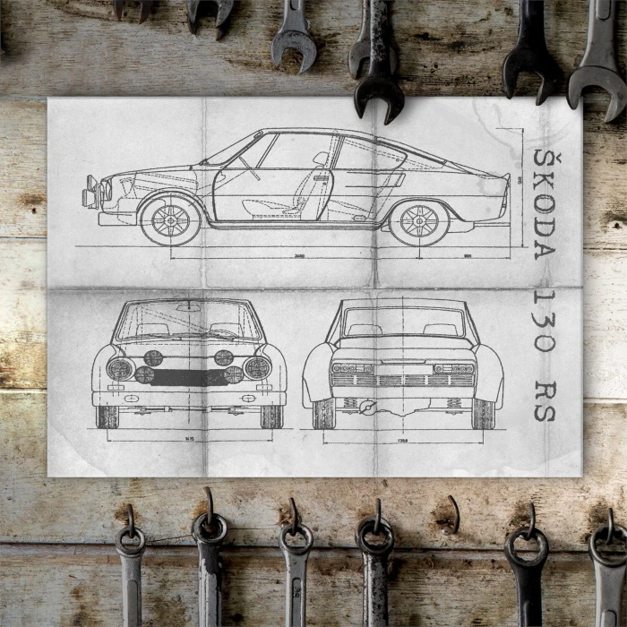 Plakat metalowy Skoda 130 RS Samochód Auto Motoryzacja Patent Daily Prezent