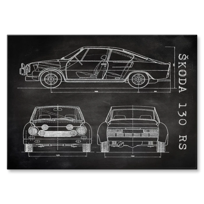 Plakat metalowy Skoda 130 RS Samochód Auto Motoryzacja Patent Slate Prezent