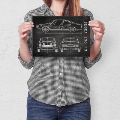 Plakat metalowy Skoda 130 RS Samochód Auto Motoryzacja Patent Slate Prezent