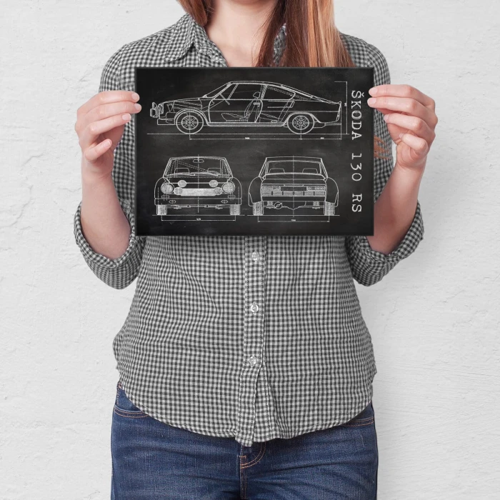 Plakat metalowy Skoda 130 RS Samochód Auto Motoryzacja Patent Slate Prezent