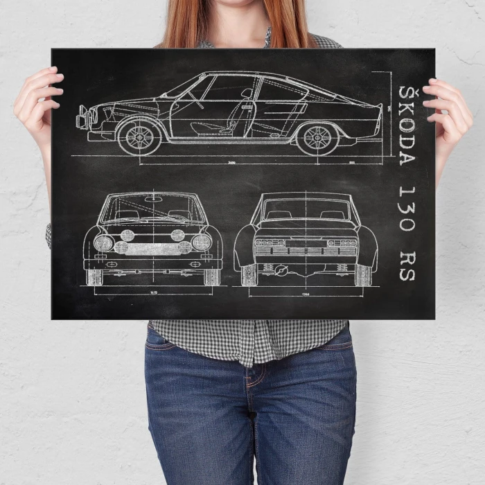 Poster metal Skoda 130 RS Samochód Auto Motoryzacja Patent Slate gift