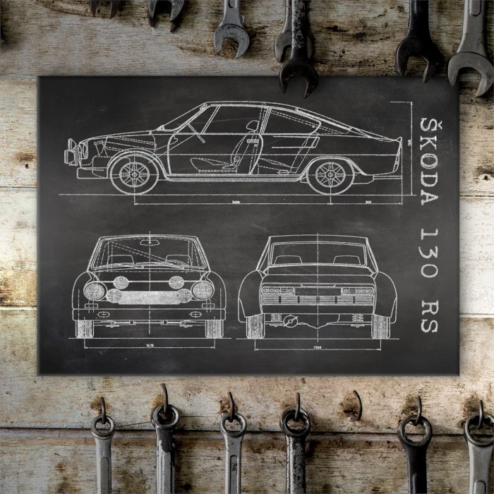 Plakat metalowy Skoda 130 RS Samochód Auto Motoryzacja Patent Slate Prezent