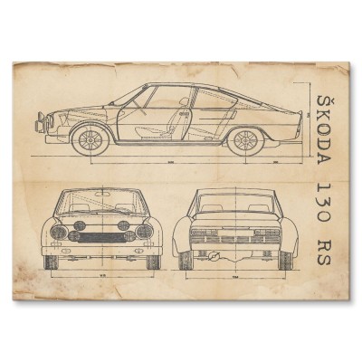 Poster metal Skoda 130 RS Samochód Auto Motoryzacja Patent Retro gift