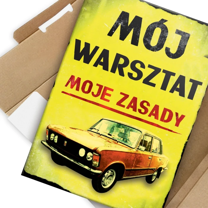 Plakat metalowy Mój warsztat 125p Prezent