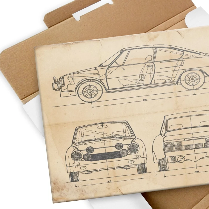Plakat metalowy Skoda 130 RS Samochód Auto Motoryzacja Patent Retro Prezent