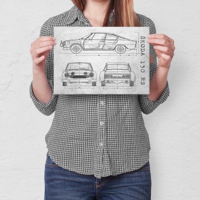 Plakat metalowy Skoda 130 RS Samochód Auto Motoryzacja Patent Stone Prezent