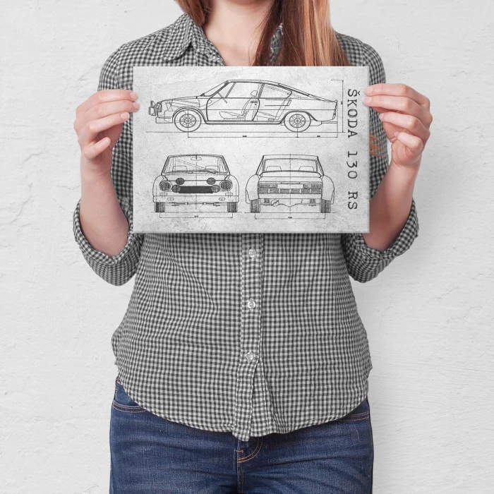 Poster metal Skoda 130 RS Samochód Auto Motoryzacja Patent Stone gift