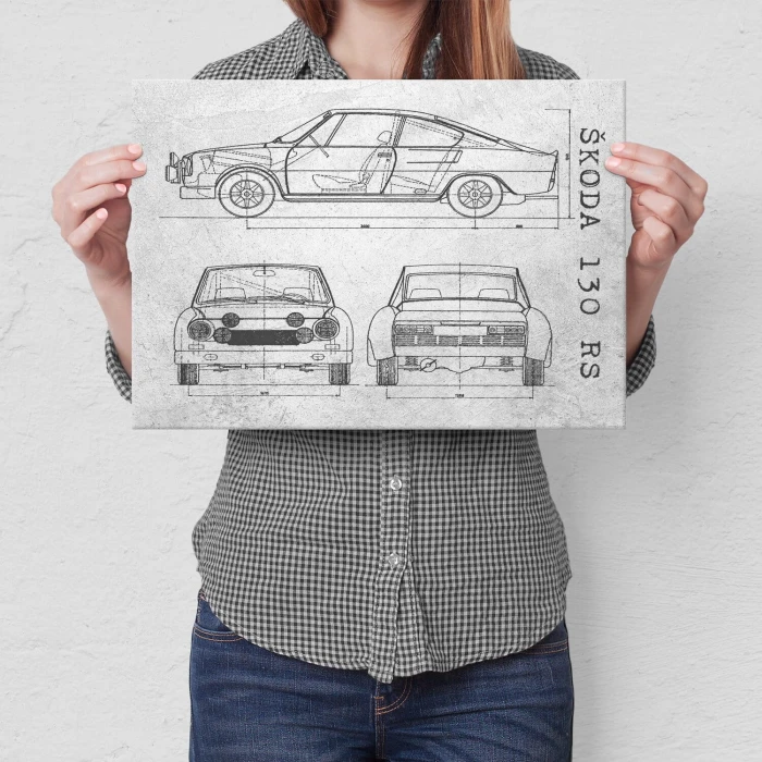 Poster metal Skoda 130 RS Samochód Auto Motoryzacja Patent Stone gift