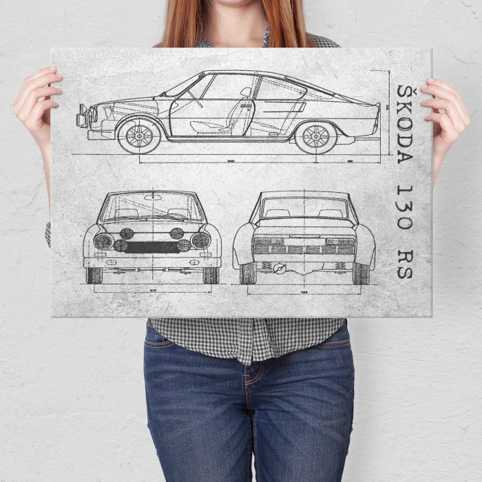 Plakat metalowy Skoda 130 RS Samochód Auto Motoryzacja Patent Stone Prezent