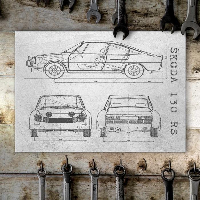 Plakat metalowy Skoda 130 RS Samochód Auto Motoryzacja Patent Stone Prezent