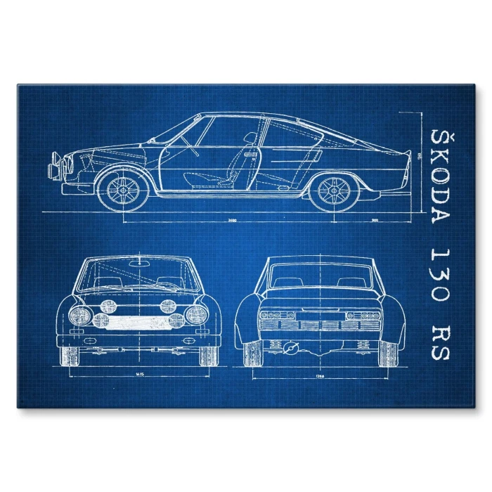 Poster metal Skoda 130 RS Samochód Auto Motoryzacja Patent Tech gift