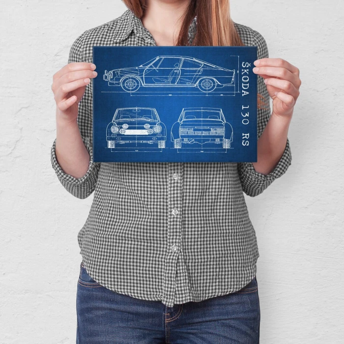 Poster metal Skoda 130 RS Samochód Auto Motoryzacja Patent Tech gift
