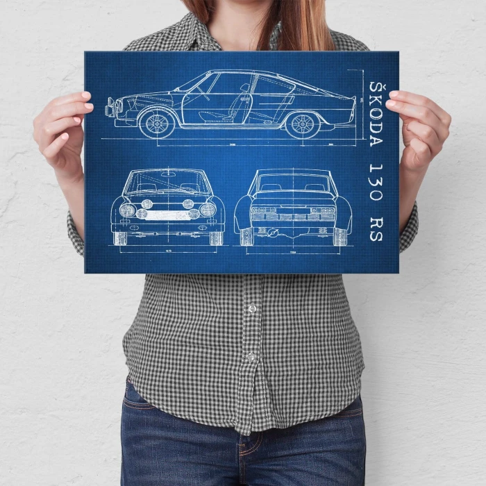 Poster metal Skoda 130 RS Samochód Auto Motoryzacja Patent Tech gift