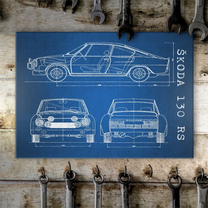 Poster metal Skoda 130 RS Samochód Auto Motoryzacja Patent Tech gift