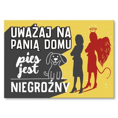 Plakat metalowy uważaj na panią Prezent