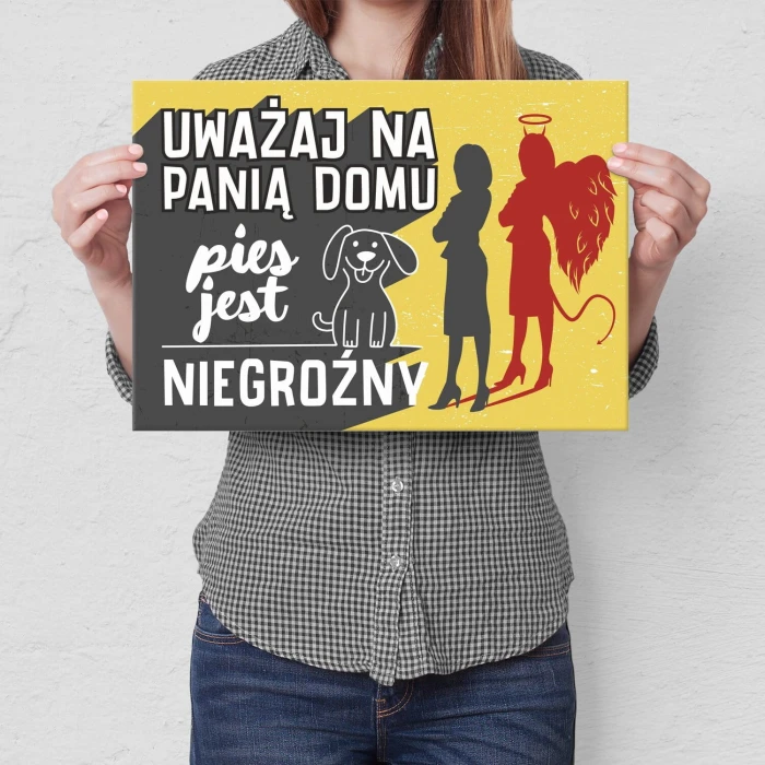 Poster metal uważaj na panią gift