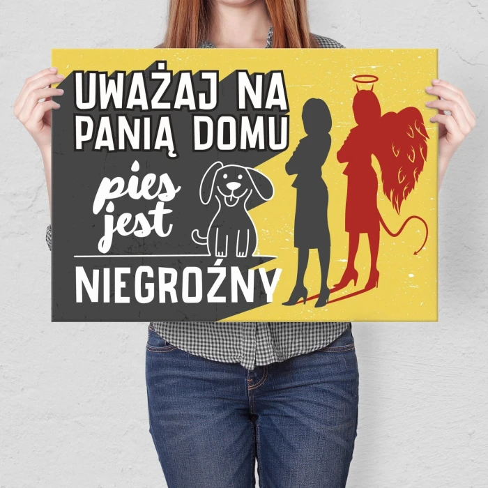 Poster metal uważaj na panią gift