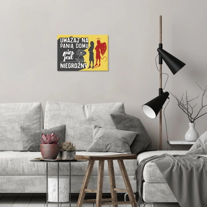 Poster metal uważaj na panią gift