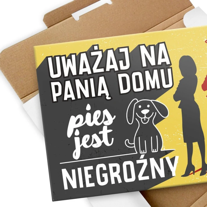 Plakat metalowy uważaj na panią Prezent