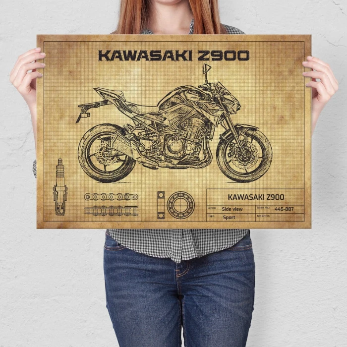 Poster metal Kawasaki Z900 gift