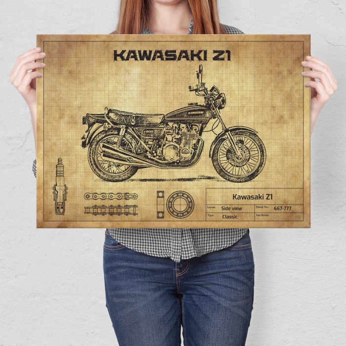 Plakat metalowy Kawasaki Z1 Prezent